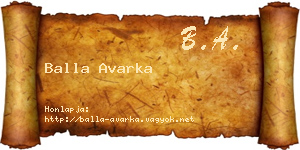 Balla Avarka névjegykártya